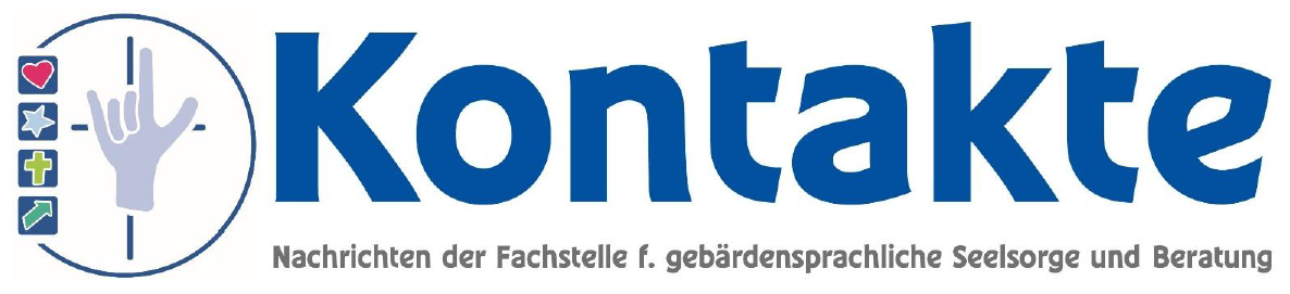 Logo und Schriftzug der Zeitschrift „Kontakte“ der Fachstelle für gebärdensprachliche Seelsorge und Beratung.