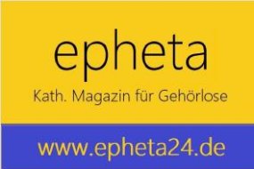 Werbegrafik für das Gehörlosenmagazin „epheta“ mit Webadresse epheta24.de und VKGD-Logo.